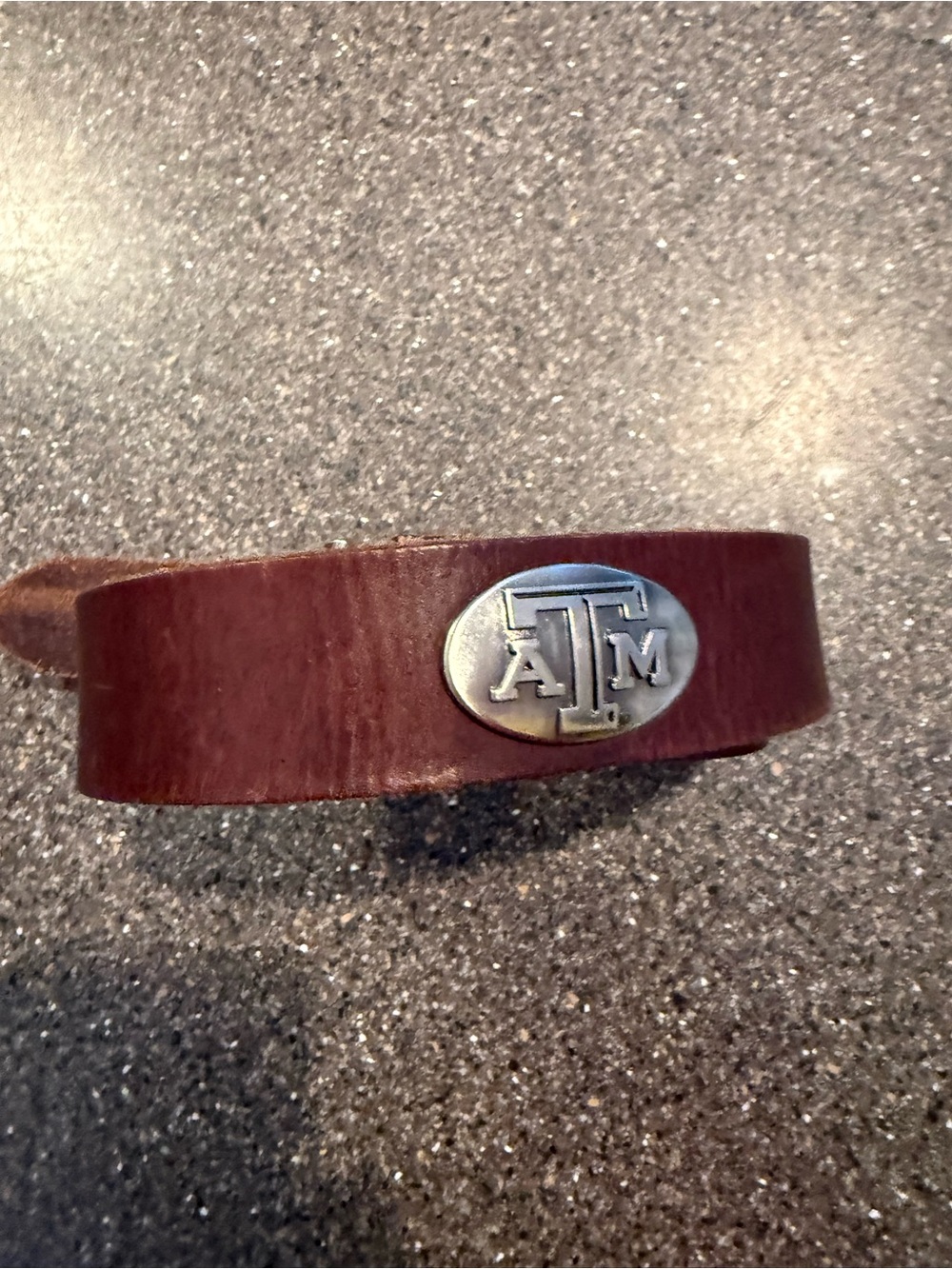 Texas A&M Brown Leather Belt with Silver Logo Medallion